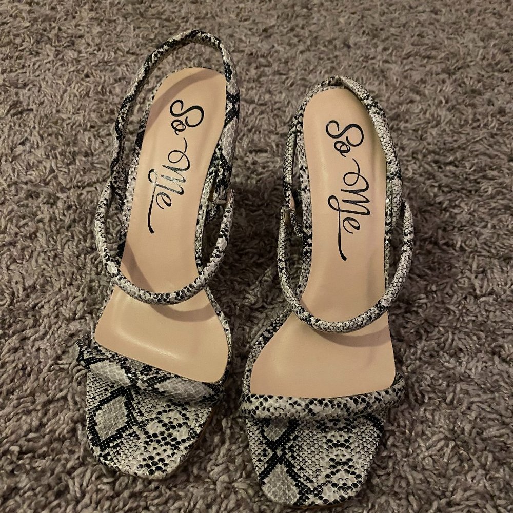 Faux Snakeskin Kitten Heels
